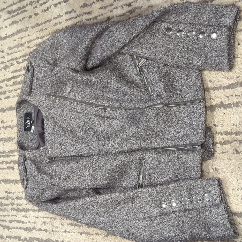 Anthropology Luii Size Medium Grey Boucle Moto Jacket - Picture 4 of 8